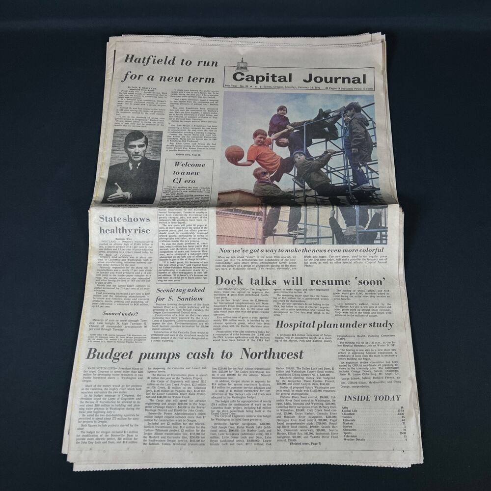 1972 jan 24 “Hatfield to run for a new term” Capital Journal newspaper